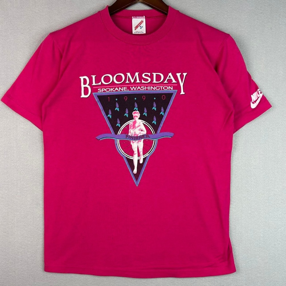 Vintage Bloomsday 1990 Finisher Tee Shirt Spokane Washington Pink Tee Shirt